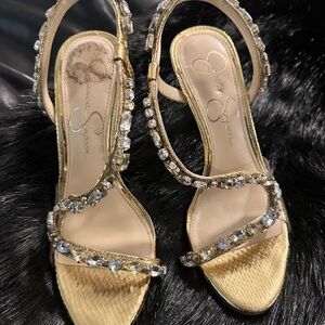 Jessica Simpson Glittering Gold Heels
